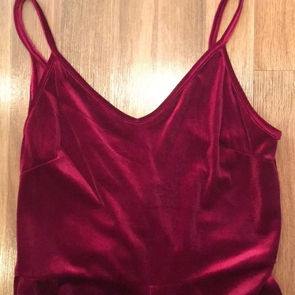 New Velour Burgundy Romper - Picture 4 of 6